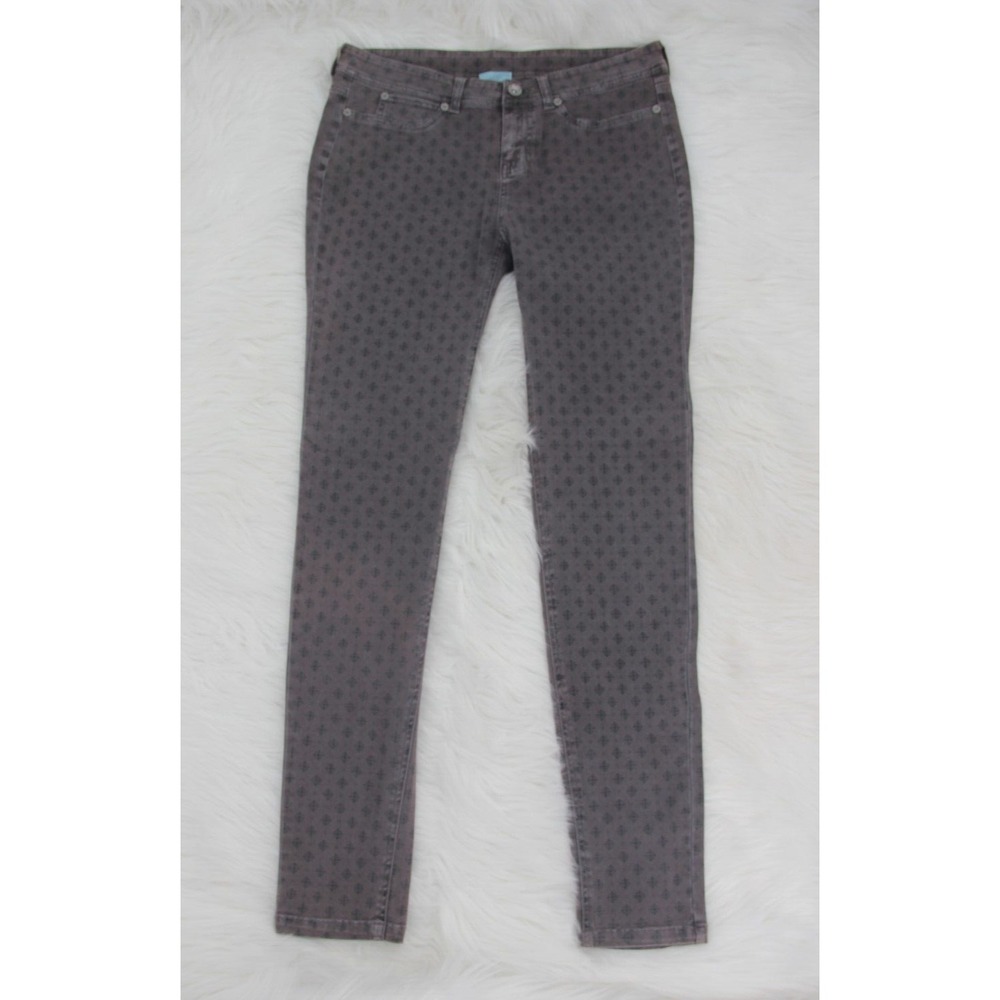 NWT C&C California Stretch Faded Black Skinny Leg Pants L Gray Black Print #1112